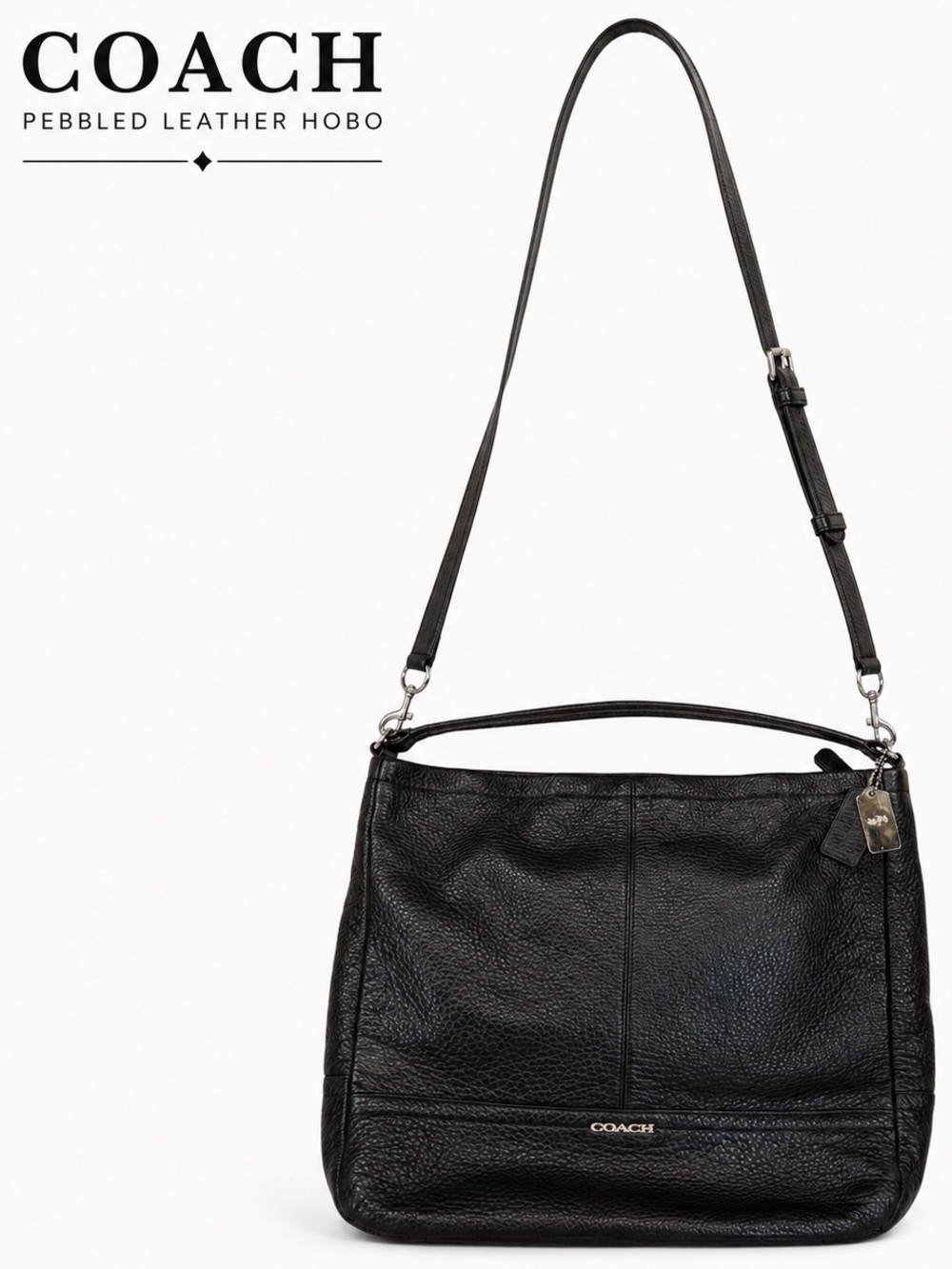 Vintage Coach Y2K Black Pebbled Leather Hobo Bag Large Slouchy Quiet Luxury - Picture 3 of 11